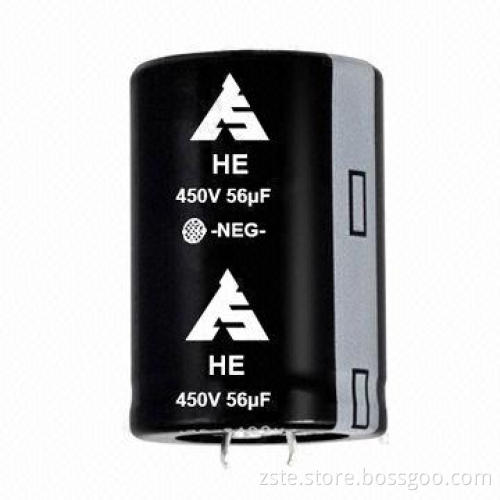 New product snap-in aluminum electrolytic capacitor with high ripple, 450V, 56uf, 3000h
